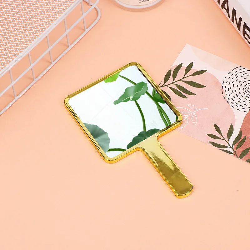 Zonyin Wholesale Electroplate Sliver Gold Handle Mirror Custom logo Small Handheld Square Cosmetic Hand Makeup Mirrors for Women