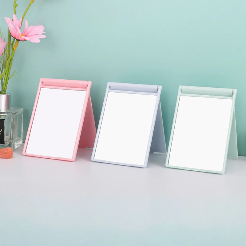 Zonyin High Quality Black Rectangle Folding Compact Travel Makeup Mirror Customizable Plastic Foldable Desktop Mirror for Women