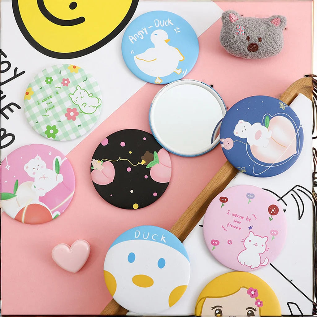 Custom Personalized Silver Finish Foldable Small Gift Tin Mini Portable Makeup Mirror Girls Cosmetic Souvenir Travel Pocket
