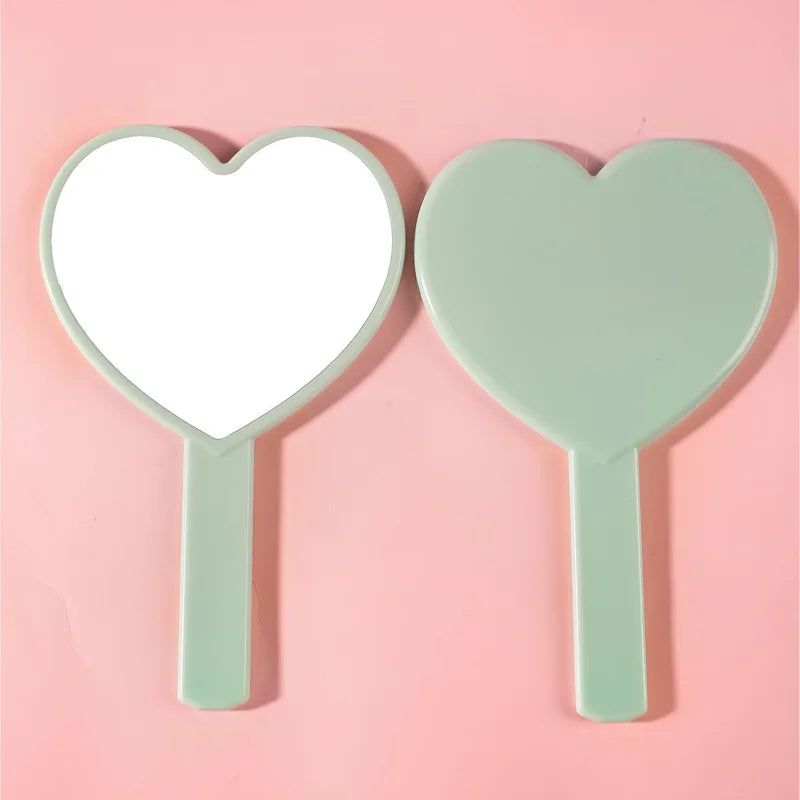 Zonyin Wholesale  Customized Logo Single-Sided Portable Handheld Makeup Mirror Plastic Heart-Shaped Cosmetic Mirror Personalized