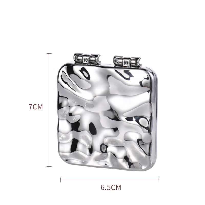 Zonyin New Arrive Sliver Bling Electroplate Design Travel Portable Compact Compact Small Makeup Vanity Mirror for Women Girls
