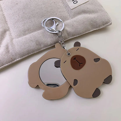 Zonyin Promotion Capybara Makeup Mirror and Comb Cute Acetate Portable Handheld Small Cosmetic Mirror With Car Keychain Pendant