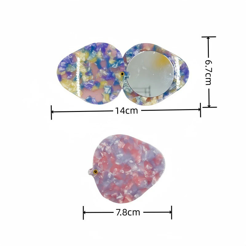 Zonyin Rotate Open Design Heart-Shape Acetate Portable Pocket Cosmetic Mirror Folding Small Travel Makeup Mirror for Promotional