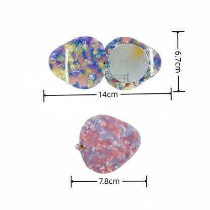 Zonyin Rotate Open Design Heart-Shape Acetate Portable Pocket Cosmetic Mirror Folding Small Travel Makeup Mirror for Promotional