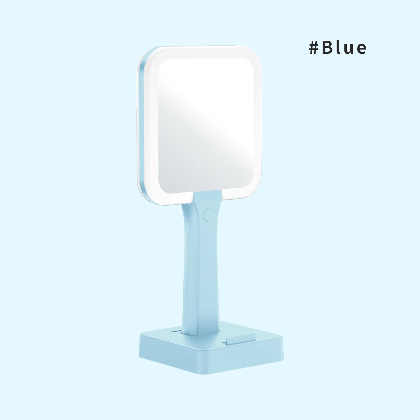 Zonyin High Quality ABS Plastic LED Light Handheld Rechargeable Pocket Makeup Mirror Square PorTable Hand Held Cosmetic Mirror