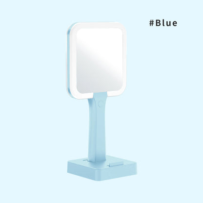 Zonyin High Quality ABS Plastic LED Light Handheld Rechargeable Pocket Makeup Mirror Square PorTable Hand Held Cosmetic Mirror