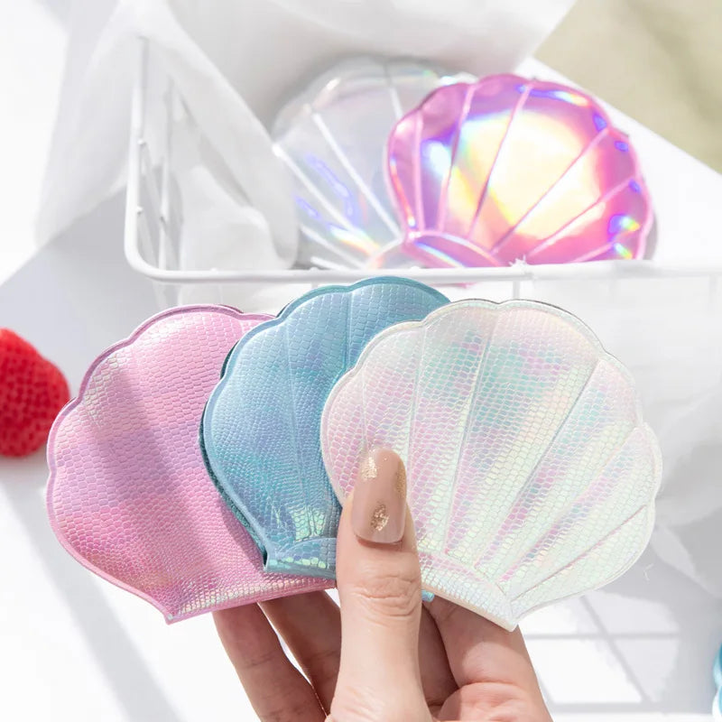 Zonyin Trendy Shell-Shaped Folding Double Sided Magnifying Travel Wholesale Beauty Cosmetic Mini Compact Pocket Mirror for Women