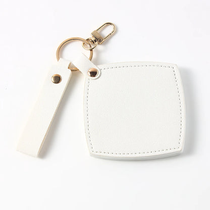 Zonyin New Custom Logo Rotatable Square Makeup Mirror Pu Leather Pocket Mirror Compact Cosmetic Travel Mirror With Keychain