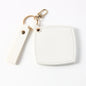 Zonyin New Custom Logo Rotatable Square Makeup Mirror Pu Leather Pocket Mirror Compact Cosmetic Travel Mirror With Keychain