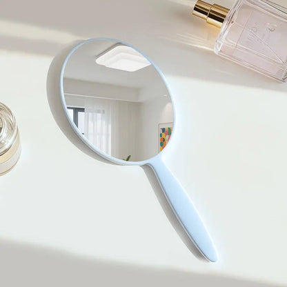 Zonyin Custom Logo Plastic Oval Handle Makeup Mirror Abs Material Cosmetic Hand Mirror Portable Hand Held Mirrors for Travel