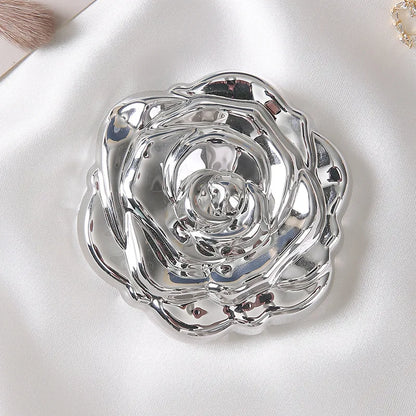 Zonyin Wholesale Portable Flower-Shaped Small Travel Makeup Mirror Folding Plastic Rose Compact Mini Cosmetic Mirror for Girls
