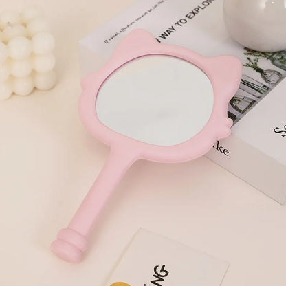 Zonyin New Design Plastic Cartoon Cute Cat Shape Portable Handheld Makeup Mirror Salon Hand Held Mirror Cosmetic Mirror for Girl