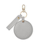Zonyin LOW MOQ Customized Logo Round Pocket Cosmetic Mirror Pu Leather Portable Small Compact Makeup Mirror with Keychain