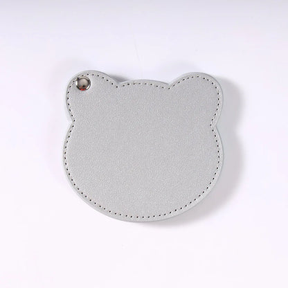Zonyin Customized Personalized Logo Pu Leather Glass Mirror Lovely Black Bear Shaped Pocket Makeup Mirrors for Travel
