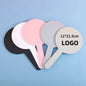 Zonyin Personalized Custom Logo Plastic Round Handle Makeup Mirror Portable Travel HandHeld Mirrors With Custom Size Color
