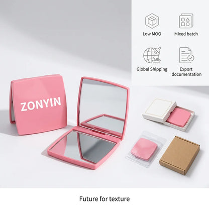 Zonyin Hot Selling Customized logo Simple square Flip Plastic Makeup Mirror Mini Portable Folding Pocket Mirror for Women Gift