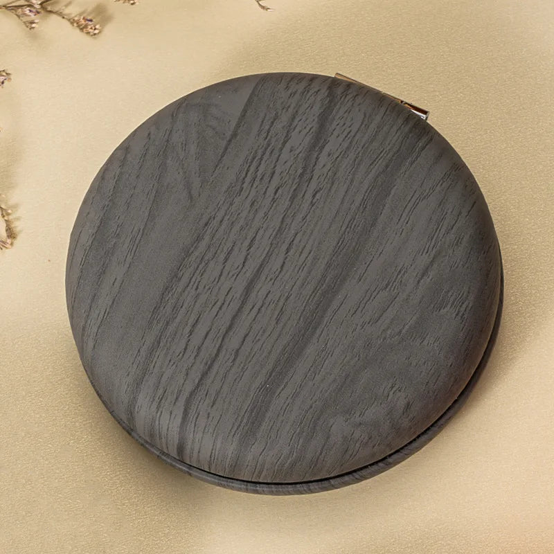 Zonyin Wood Grain PU Leather Makeup Mirror Portable Double Sided Folding Pocket Mirror Cute Compact Cosmetic Mirror for Gift