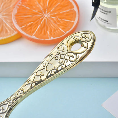 Zonyin Wholesale Luxury Handheld Vintage Round Mirror Custom Logo Plastic Silver Plating Makeup Mirror with Handle for Wedding