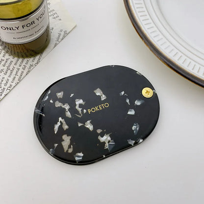 Zonyin Custom Logo Retro Acetate Cosmetic Mirror and Hair Comb Set Pocket Mirror Personalized Makeup Mirrors for Girls