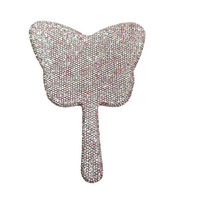 Zonyin Wholesale Diamond Portable Makeup Mirror Custom butterfly Small Handheld Mirror Silver Pocket Hand Held Mirror for Girls