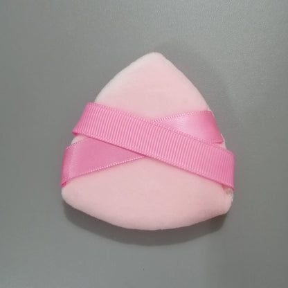 Zonyin Custom Logo Red Powder Puff Soft Velvet Triangle Powder Puffs Loose Velour Powder Makeup Puff with 2 Ribbons