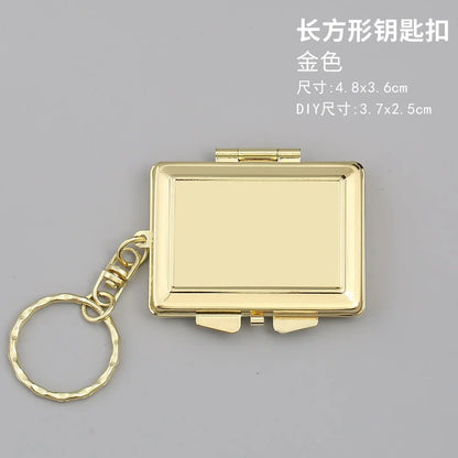Zonyin Metal Keychain Mirror Creative Double Sided Folding Pocket Mirror Mini Gift Cosmetic Mirror with Ring for DIY Crafts