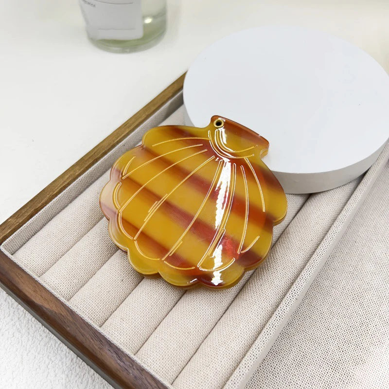Zonyin Eco-Friendly Acetate Portable Travel Cosmetic Mirror Custom Logo Shell-Shaped Makeup Mirror for Girls Personalized
