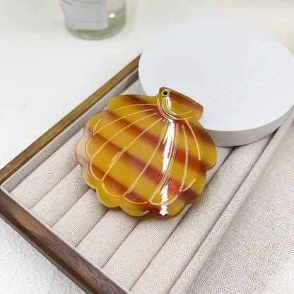 Zonyin Eco-Friendly Acetate Portable Travel Cosmetic Mirror Custom Logo Shell-Shaped Makeup Mirror for Girls Personalized