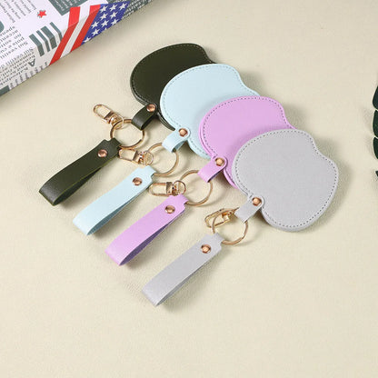 Zonyin Unique Christmas Gifts Red Apple-Shaped Pocket Mirror Foldable Pink Pu Leather Small Makeup Keychain Mirror for Women
