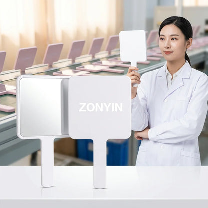 Zonyin Wholesale 5 Sizes Custom Logo Square Handheld Mirror Portable Small Makeup Mirror Compact Cosmetic Mirror with Logo