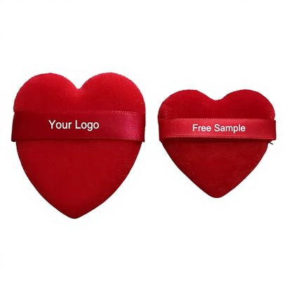 Zonyin Wholesale Powder Puff Custom Logo Soft Velour Cosmetic Puffs Pink Heart Powder Puff