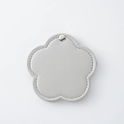 Zonyin New Arrival Flower Design White Pu Leather Makeup Mirror Customized Logo Portable Travel Pu Pocket Mirror for Women Girls
