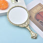 Zonyin Hot Sale Luxury Round Vintage Hand Travel Makeup Mirror Oval Plastic Electroplated Gold Retro Handheld Mirror With Handle