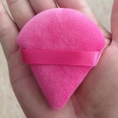 Zonyin Wholesale Super Soft Velour Triangle Powder Puff Custom Logo Label Makeup Puffs Velvet Face Cosmetic Puff for Women
