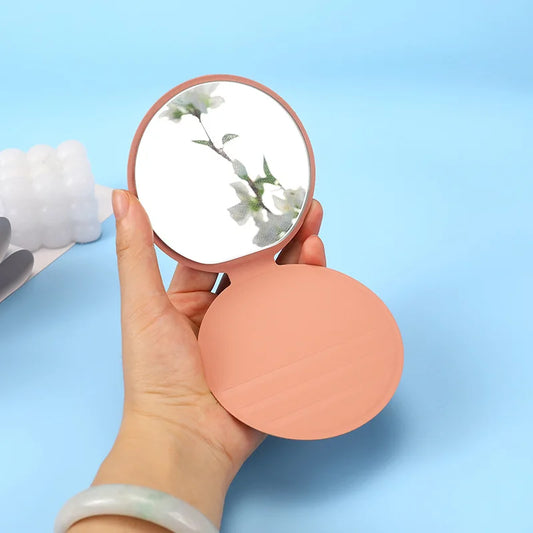 Zonyin High Quality HD Glass Round Desktop Pocket Mirror Foldable Pu Leather Compact Makeup Mirror for Travel