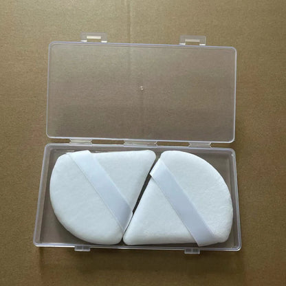 Zonyin Top Selling 2Pcs Black White Large Triangle Powder Puff Ultra Soft Velour Face Body Loose Powder Puff With Plastic Box