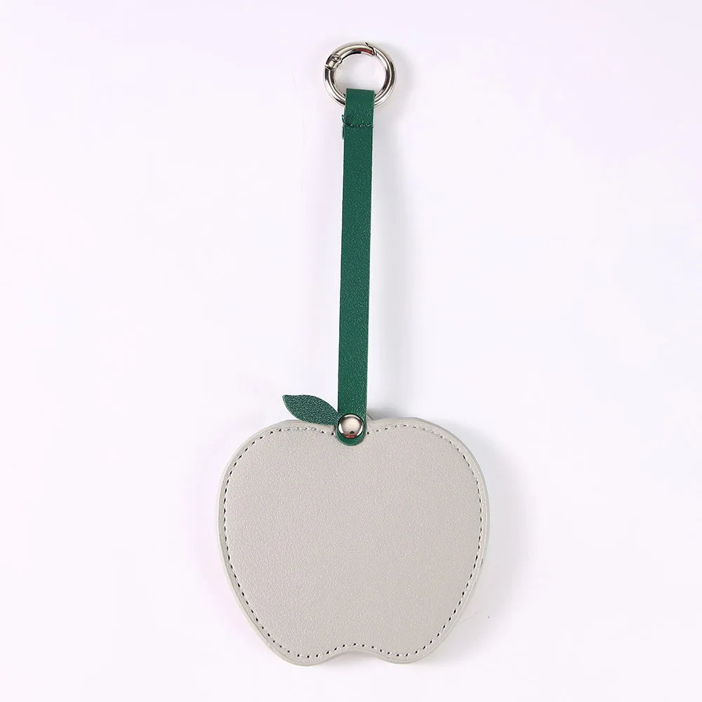 Zonyin Christmas Apple Design Baby Pink Pocket Makeup Mirror Customized Private Logo Small Mirror with Hanging Rope and Key Ring