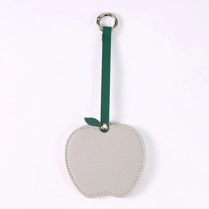 Zonyin Christmas Apple Design Baby Pink Pocket Makeup Mirror Customized Private Logo Small Mirror with Hanging Rope and Key Ring