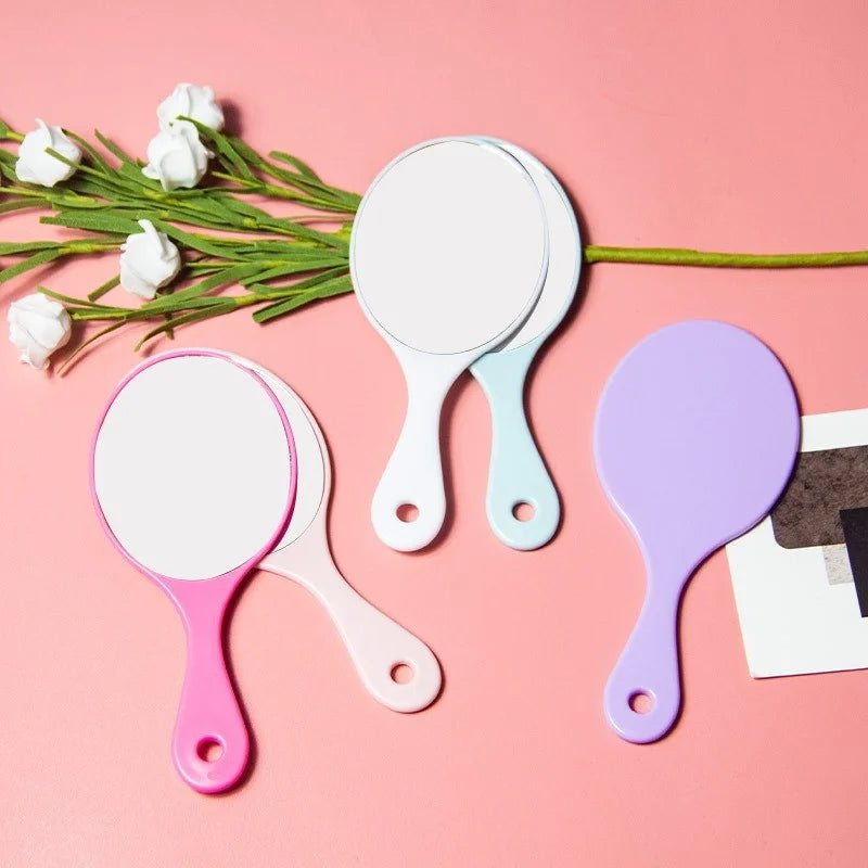 Zonyin Promotional Plastic Portable Handheld Makeup Mirrors Lightweight Private Label Oval Small Hand Held Mirror Logo Custom