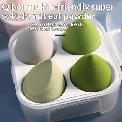 Zonyin Dry and Wet Dual-purpose Makeup Egg Puff, Makeup Egg Sponge Ball, Super Soft, 4-pack Makeup Egg Cover Box