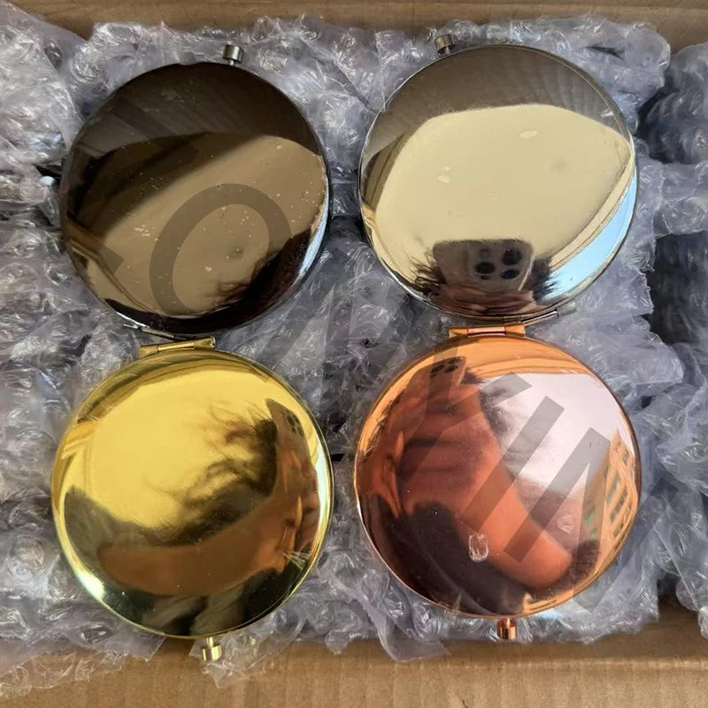 Zonyin Wholesale Double-sided Metal Makeup Mirror Round Folding 2X Magnifying Pocket Mirror with Customized for Wedding Gift