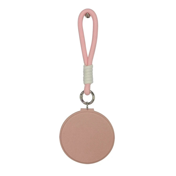 Zonyin New Design Cute Pink Double Sided Round Small Pocket Mirror 1x 2x Magnifying Compact Mirror With Pu Leather Hanging Rope