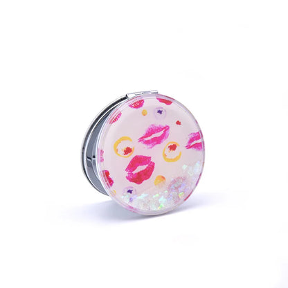 Zonyin New Portable Small Round Quicksand Glitter Mirror HD Compact Makeup Mirror Gift