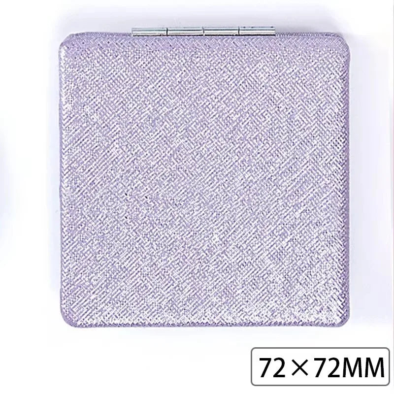 Zonyin Cute Portable Round PU Leather Folding Mirror Shiny Heart Shape 2X Double Sided Pu Pocket Makeup Mirror with Custom Logo