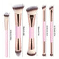 Zonyin Double Ended Synthetic Hair Wood Handle Custom logo Foundation Blush Brush Private Label Foundation Cosmetic Makeup Brush
