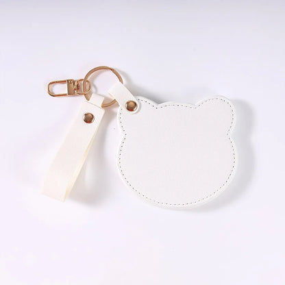 Zonyin NEW Product Cute Brown Bear Shaped Glass Pocket Mirror Pu Leather Travel Makeup Cosmetic Mirrors for Promotion Gifts