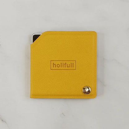 Zonyin Wholesale Square Yellow Rotatable Compact Mirror Custom Logo Pu Leather Cosmetic Mirror Pocket Mirror for Make up