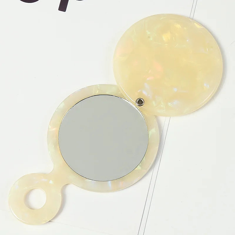 Zonyin Custom Logo Round Travel Cosmetic Mirror New Design Leopard Print Acetate Flip Pocket Handheld Makeup Mirror for Grills