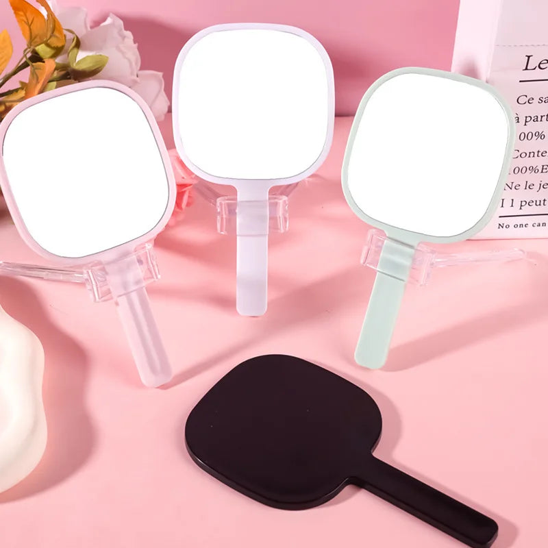 Zonyin Custom Logo Plastic Square Salon Barber Makeup Mirrors Portable Private Label Handheld Mirror With Handle