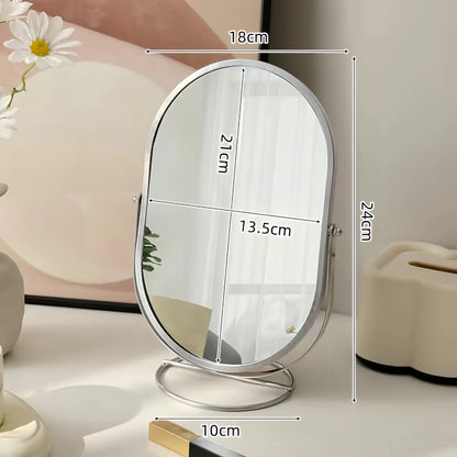 Zonyin Desktop Oval Rotating 360 Makeup Mirror Ins Style Dressing Table Mirror High Aesthetic Bedroom Vanity Mirror